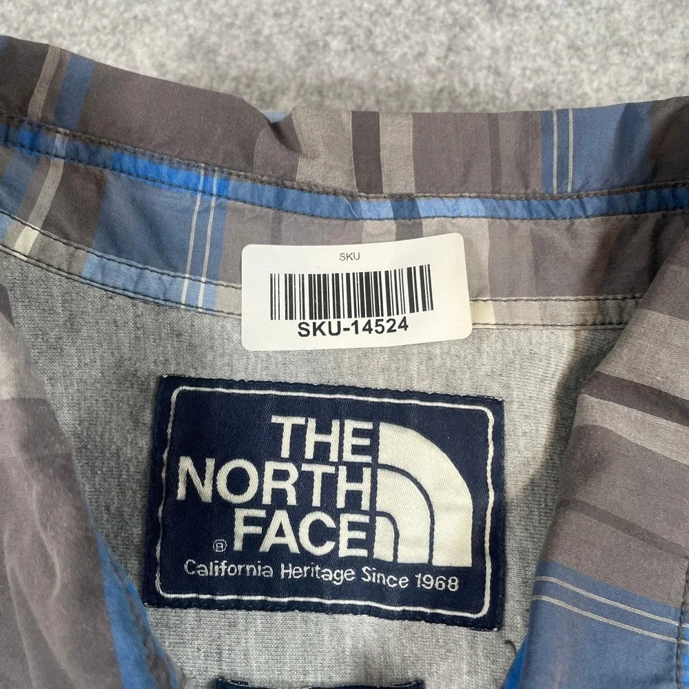 The North Face Mens Shirt XXL Blue Plaid Long Sleeve Outdoor Hiking Button Down